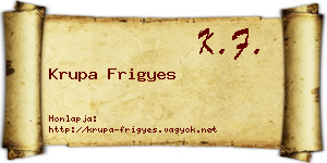 Krupa Frigyes névjegykártya